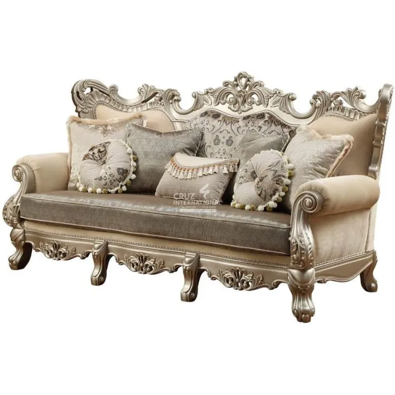 Luxury Carving Teakwood Sofa for Home(6 Seater with Table) CRUZ INTERNATIONAL